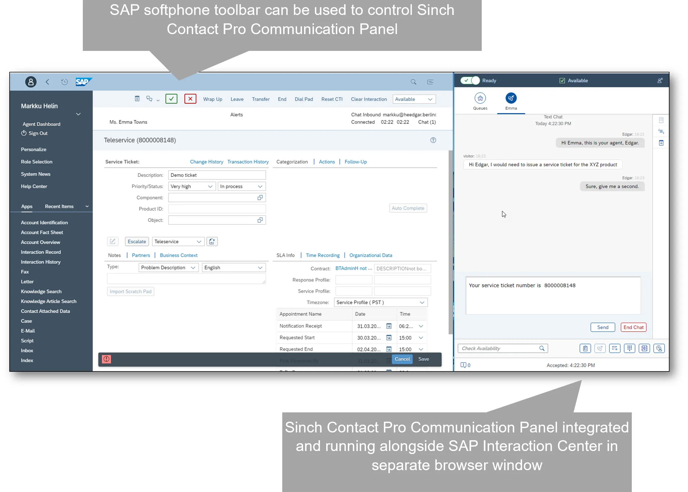 integracja sinch contact pro z sap crm